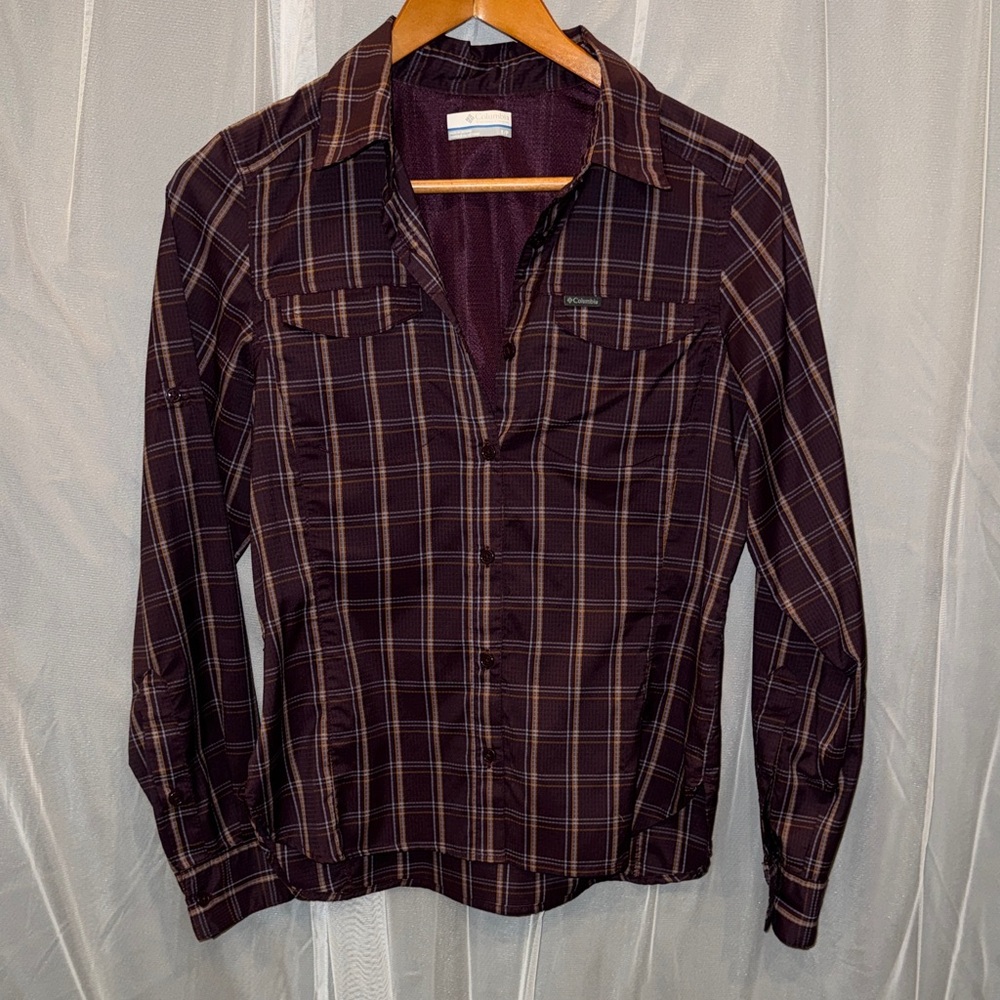 Columbia Women's Purple Plaid Button Down Shirt